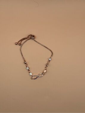 Rose Gold Infinity Slide Bracelet with Clear Stones